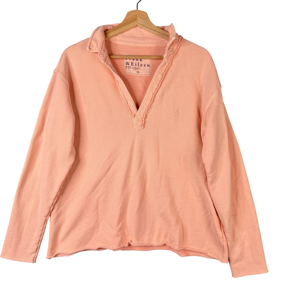 Frank & Eileen Tee Lab Patrick V-Neck Sweatshirt Peach Cotton Size M LAB510TF